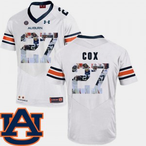 White Chandler Cox Auburn Jersey Pictorial Fashion Football For Men's #27