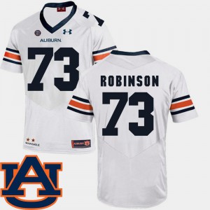 #73 College Football White For Men SEC Patch Replica Greg Robinson Auburn Jersey