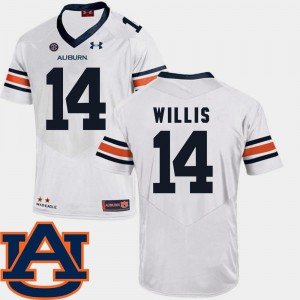 College Football #14 Mens White Malik Willis Auburn Jersey SEC Patch Replica
