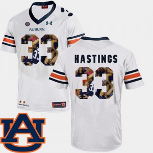 White #33 Will Hastings Auburn Jersey Football Pictorial Fashion Mens