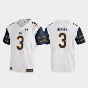 Mens White College Football #3 Replica Ross Bowers Cal Bears Jersey