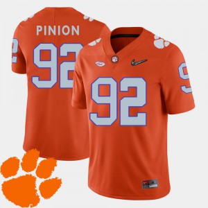 #92 Orange Mens 2018 ACC Bradley Pinion Clemson Jersey College Football