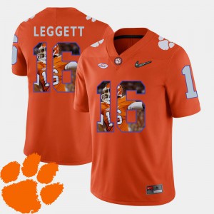 For Men's Pictorial Fashion Jordan Leggett Clemson Jersey #16 Football Orange