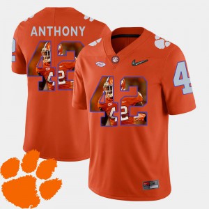 #42 Orange Pictorial Fashion Men's Football Stephone Anthony Clemson Jersey