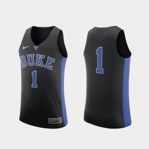 Black Duke Jersey #1 Authentic Men's College Basketball