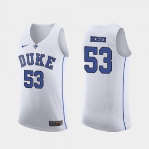 Authentic White March Madness College Basketball Brennan Besser Duke Jersey #53 Mens