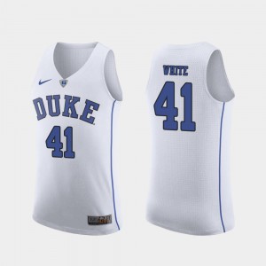 Jack White Duke Jersey White #41 March Madness College Basketball Authentic Men's