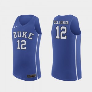 Javin DeLaurier Duke Jersey #12 Royal Authentic March Madness College Basketball Men