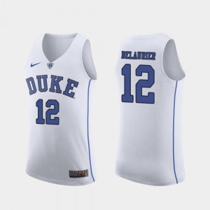 #12 Mens Authentic March Madness College Basketball Javin DeLaurier Duke Jersey White