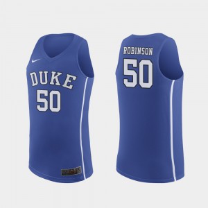 Justin Robinson Duke Jersey Authentic March Madness College Basketball #50 Royal For Men