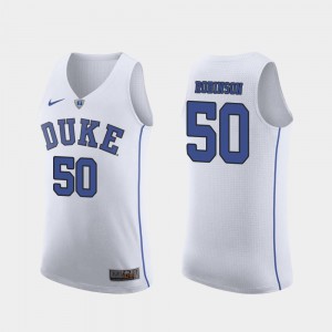 #50 March Madness College Basketball White Justin Robinson Duke Jersey Authentic For Men's