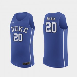 Authentic #20 Royal Marques Bolden Duke Jersey March Madness College Basketball Men