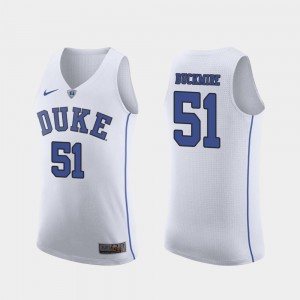 For Men #51 White March Madness College Basketball Mike Buckmire Duke Jersey Authentic