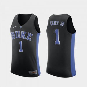 Mens Vernon Carey Jr. Duke Jersey Replica #1 Black College Basketball