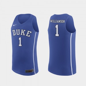 Royal March Madness College Basketball Zion Williamson Duke Jersey #1 Authentic Men