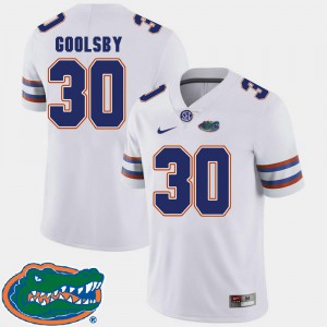 2018 SEC College Football #30 White For Men's DeAndre Goolsby Gators Jersey