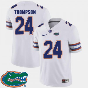 Men's #24 Mark Thompson Gators Jersey White 2018 SEC College Football