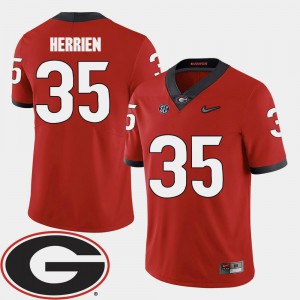 Red 2018 SEC Patch Men College Football Brian Herrien UGA Jersey #35
