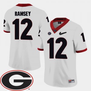 White #12 For Men's Brice Ramsey UGA Jersey 2018 SEC Patch College Football