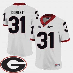 For Men's Chris Conley UGA Jersey 2018 SEC Patch College Football #31 White