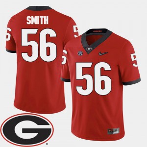 College Football #56 Garrison Smith UGA Jersey Red Men 2018 SEC Patch