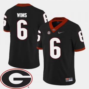 College Football #6 2018 SEC Patch Black Mens Javon Wims UGA Jersey