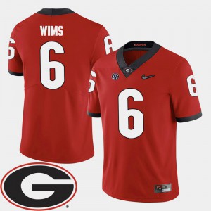 Red #6 2018 SEC Patch Men College Football Javon Wims UGA Jersey