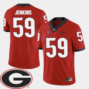 #59 Red Jordan Jenkins UGA Jersey Men College Football 2018 SEC Patch
