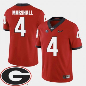 Keith Marshall UGA Jersey College Football #4 Red 2018 SEC Patch Men