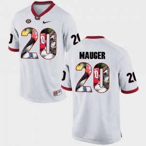 For Men's Pictorial Fashion #20 White Quincy Mauger UGA Jersey