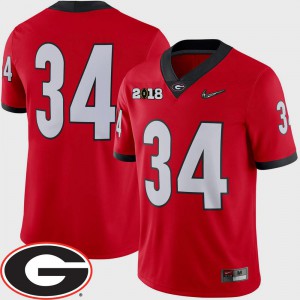 #34 For Men's UGA Jersey 2018 National Championship Playoff Game Red College Football