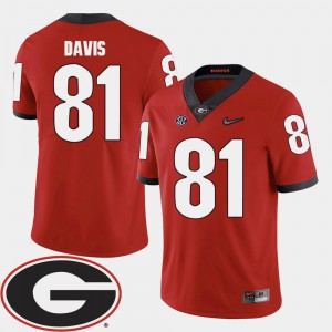 Red College Football 2018 SEC Patch For Men Reggie Davis UGA Jersey #81
