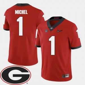 2018 SEC Patch Mens #1 Red Sony Michel UGA Jersey College Football