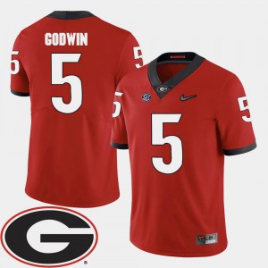 Red #5 Mens College Football 2018 SEC Patch Terry Godwin UGA Jersey