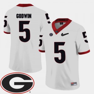 Terry Godwin UGA Jersey White #5 2018 SEC Patch College Football For Men's