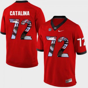 Tyler Catalina UGA Jersey #72 For Men's Red Pictorial Fashion