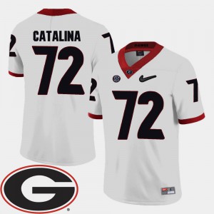 White #72 Men's Tyler Catalina UGA Jersey 2018 SEC Patch College Football