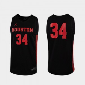 #34 Mens College Basketball Black Replica Houston Jersey
