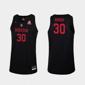 For Men Caleb Broodo Houston Jersey #30 College Basketball Replica Black