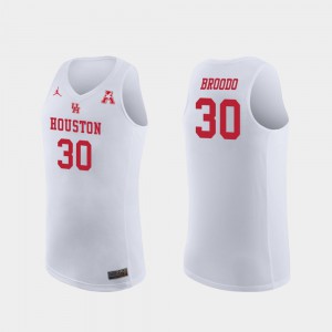 For Men College Basketball Replica White #30 Caleb Broodo Houston Jersey