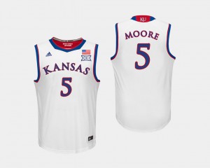 College Basketball White Charlie Moore KU Jersey #5 Mens