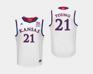 White Mens Clay Young KU Jersey College Basketball #21
