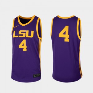 College Basketball #4 Purple For Men LSU Jersey Replica