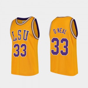 #33 For Men's Gold Replica Shaquille O'Neal LSU Jersey College Basketball