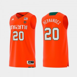#20 Swingman College Basketball Orange Men Replica Dewan Hernandez Miami Jersey