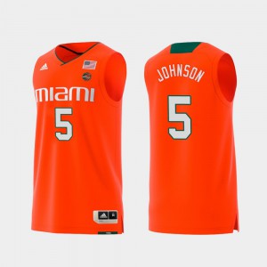 Orange #5 Replica Zach Johnson Miami Jersey Swingman College Basketball For Men's