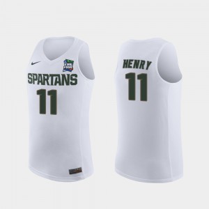 #11 2019 Final-Four White Aaron Henry MSU Jersey Replica For Men's