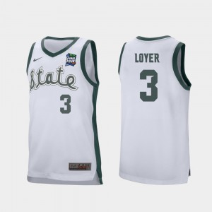 Retro Performance Foster Loyer MSU Jersey #3 White 2019 Final-Four For Men's