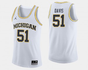 Austin Davis Michigan Jersey College Basketball White #51 Mens