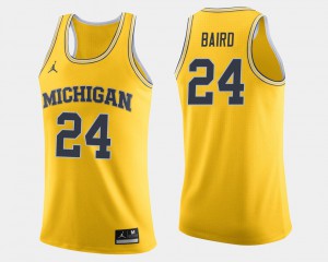 College Basketball Maize #24 C.J. Baird Michigan Jersey Men's